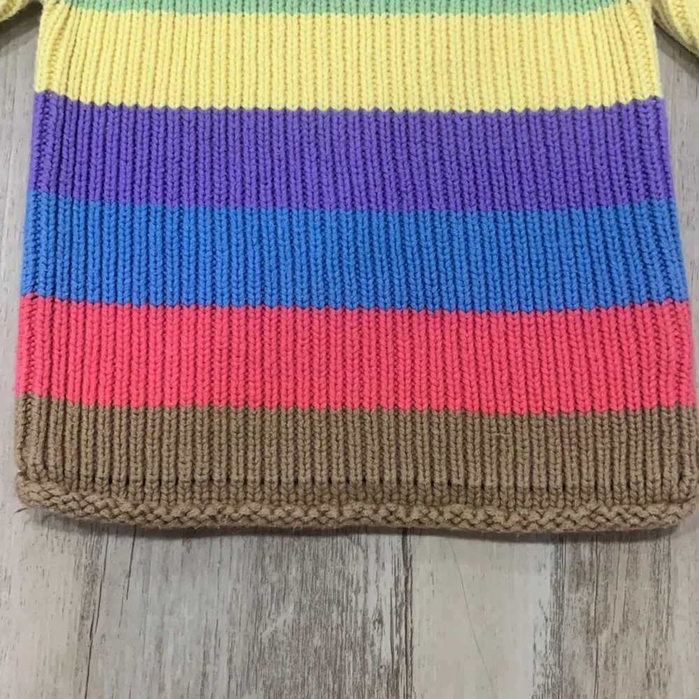 The Children’s Place Toddler Girl Color Block Striped Ribbed Knit Sweater Button